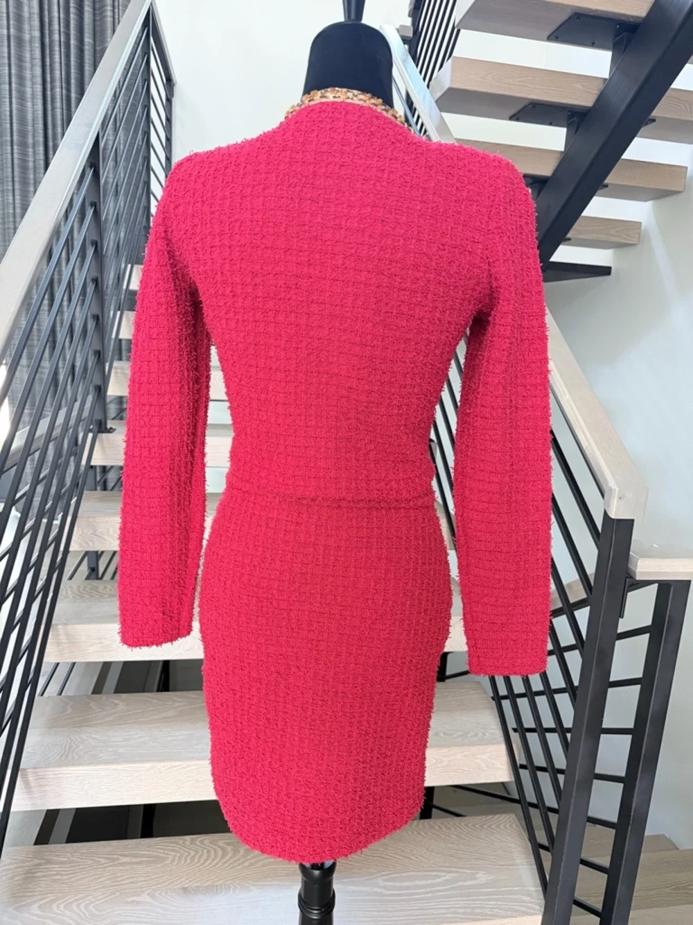 New Self portrait Red Tweed Two-Piece Skirt Set with Gold Trim size S - Picture 11 of 15